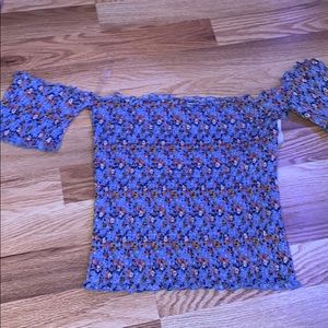 Brand new Blue floral tight cropped shirt
